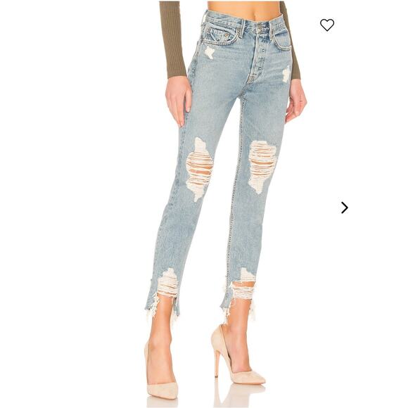 GRLFRND Karolina Button Fly Crop High-Rise Skinny Jean Plus Size 32 - Picture 2 of 13